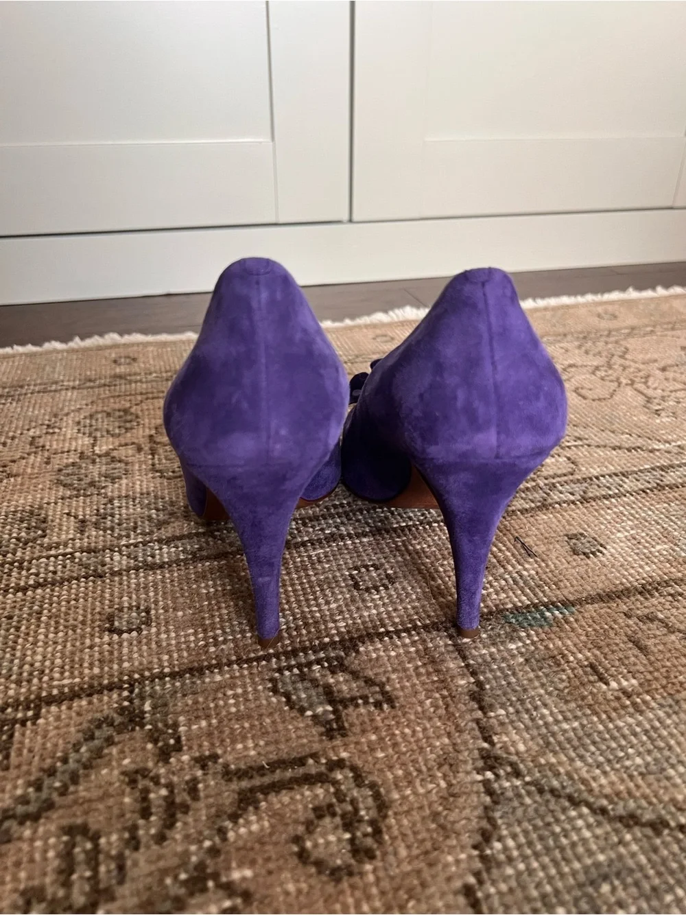 J. Crew Purple Suede Floral Toe Pumps Made in Italy 8